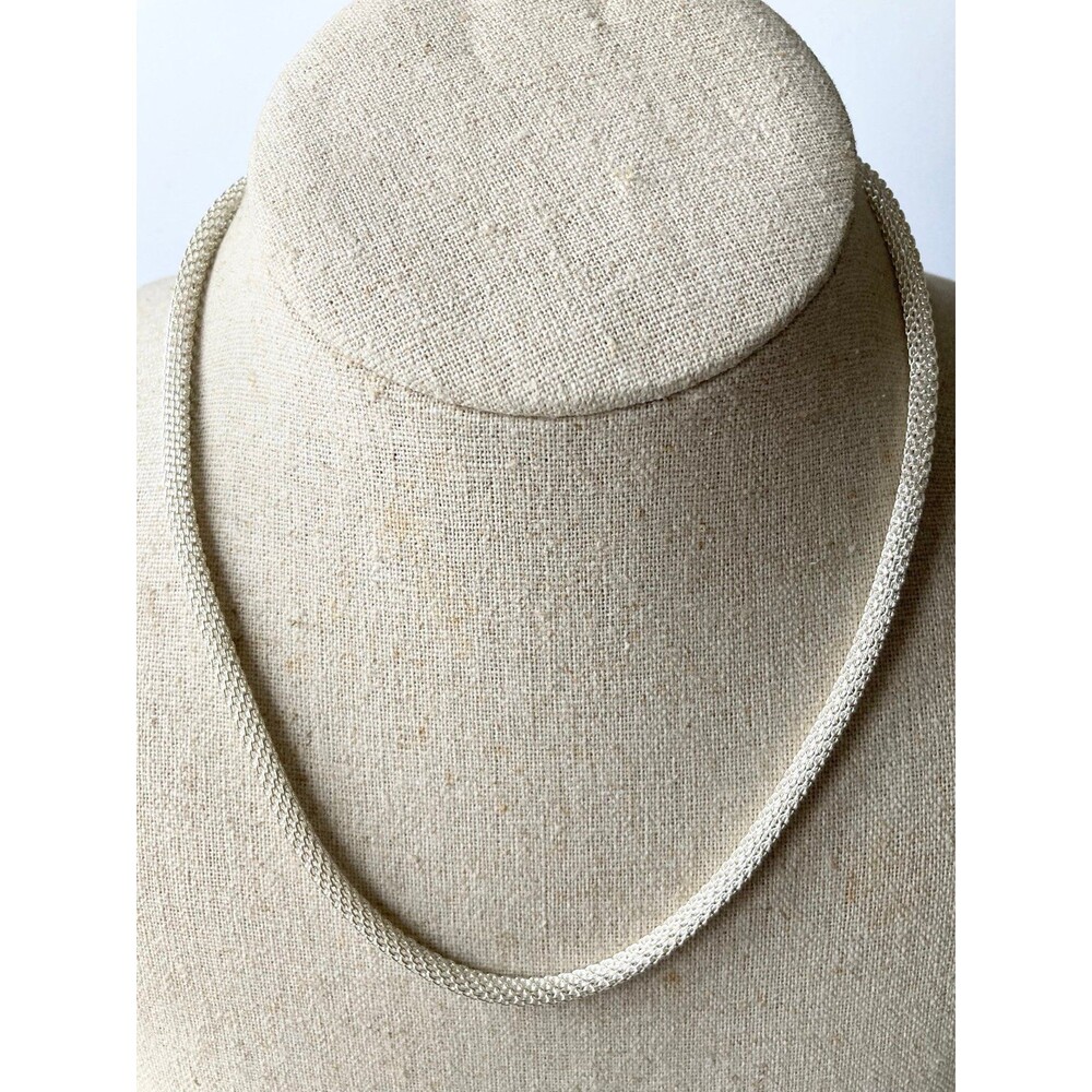 925 sterling silver round mesh chain necklace 17”
